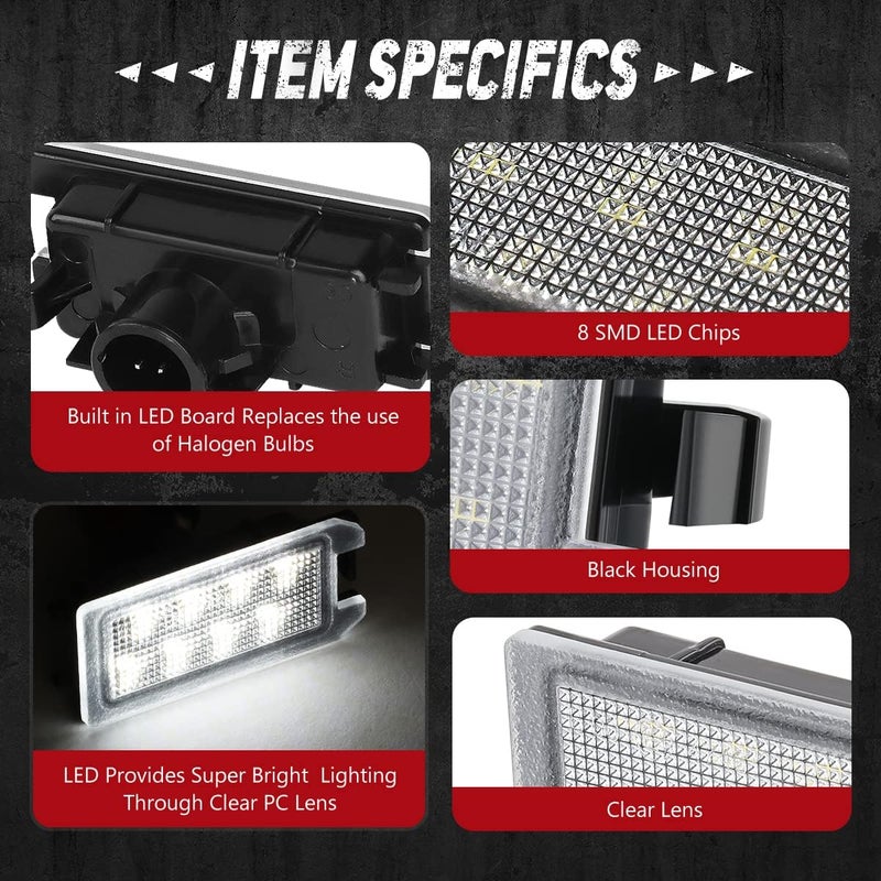 NUVISION LIGHTING Pair of LED License Plate Lights Compatible with 15-17 Viper / 14-20 Grand Cherokee, 68228930AA 68228931AA, NVL-LPL-027 - Image 3